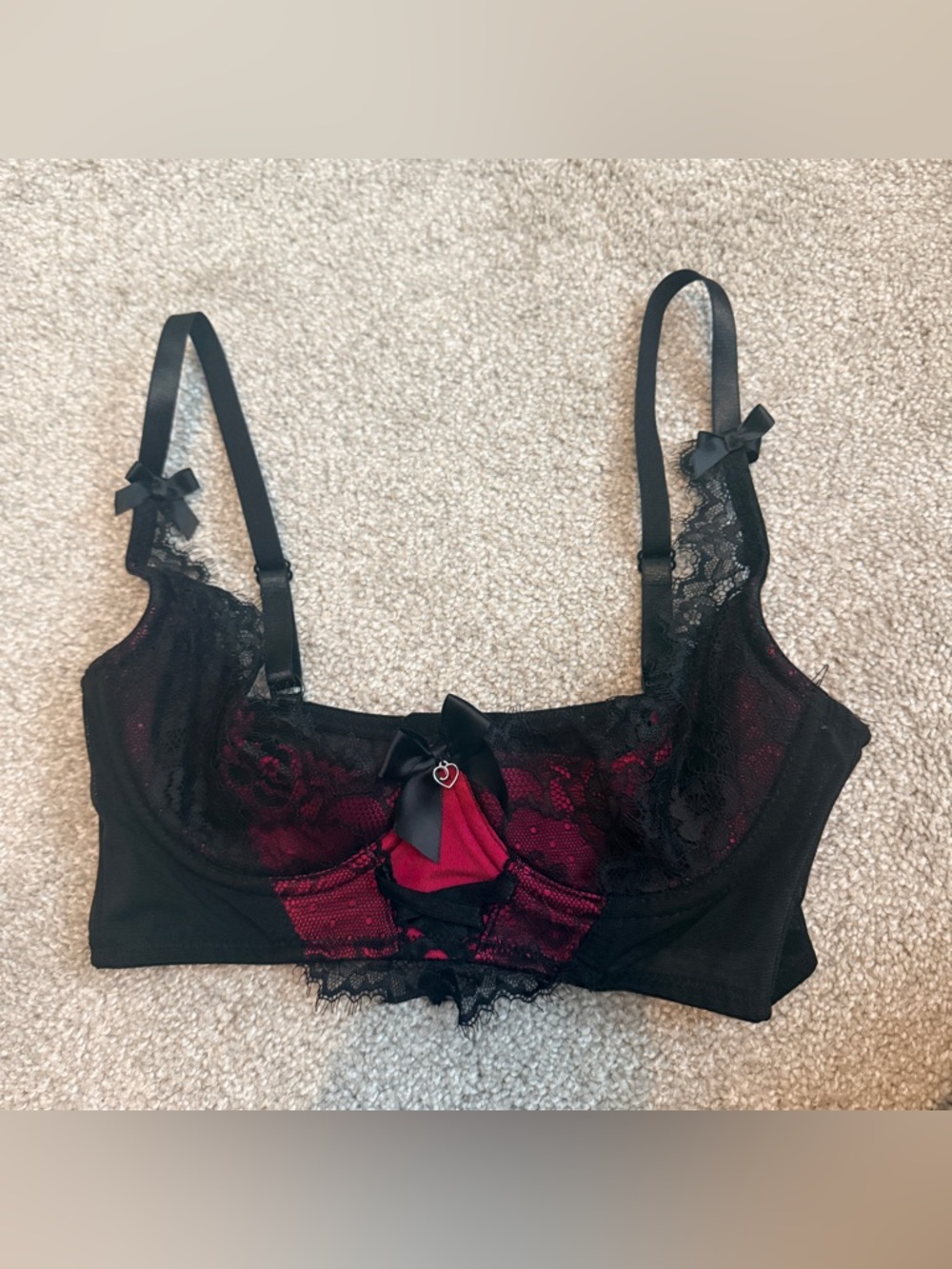 Lovehoney Boudoir Belle Cherry Push-Up Longline Bra Size S